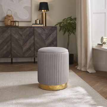 Esme Velvet Pleated Storage Stool