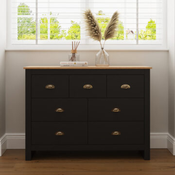 Lancaster Black 3 Over 4 Chest of Drawers