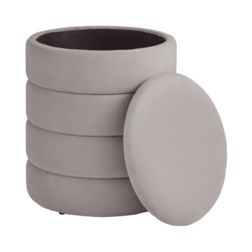Klara Grey Velvet Storage Stool