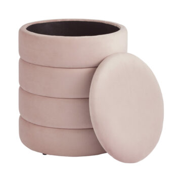 Klara Pink Velvet Storage Stool