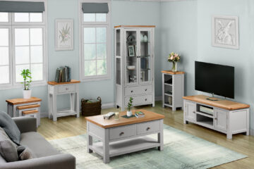 Wynyard Grey Lamp Table | Oak Finish Top
