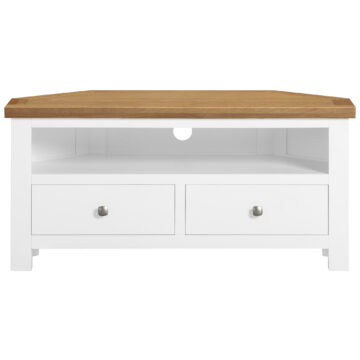 Wynyard White 2 Drawer Corner TV Unit 105cm | Assembled
