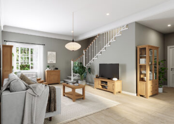 Wynyard Oak 2 Drawer Corner TV Unit 105cm | Assembled | Clearance