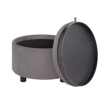 Leylani Grey Tray Table Velvet Stool