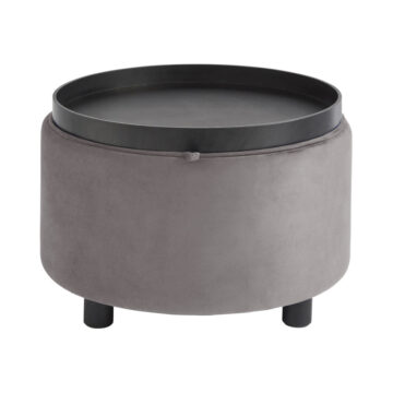 Leylani Grey Tray Table Velvet Stool