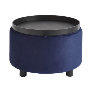 Leylani Blue Tray Top Velvet Stool