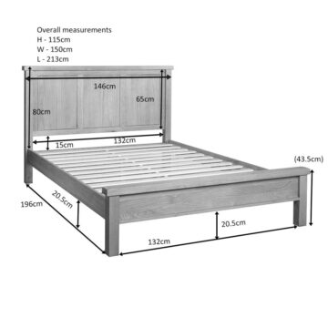 Summer Waxed Oak 4’6 Panelled Double Bed Frame