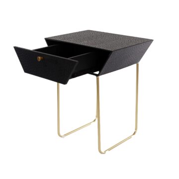 black with gold handle and legs