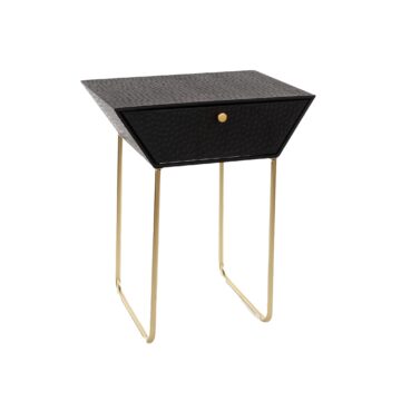 Studio Bedroom Apollo Black Metal 1 Drawer Bedside Cabinet | Black With Gold Handle And Legs