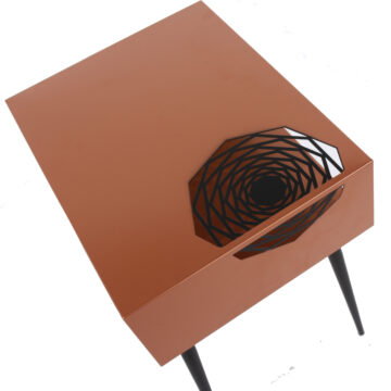 Studio Bedroom Galaxy Metal Bedside Table | Copper With Black Legs