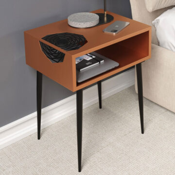 Studio Bedroom Galaxy Metal Bedside Table | Copper With Black Legs