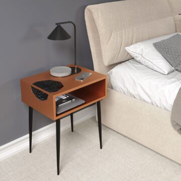 Studio Lounge Galaxy metal bedside table, copper with black legs