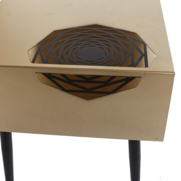 Studio Bedroom Galaxy Metal Bedside Table | Gold With Black Legs