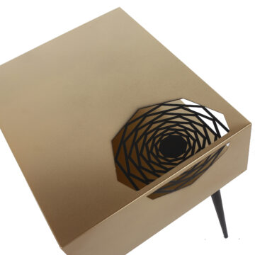 Studio Bedroom Galaxy Metal Bedside Table | Gold With Black Legs