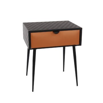 Studio Bedroom Jupiter Metal 1 Drawer Bedside Cabinet | Copper Drawer With Black Handle Legs