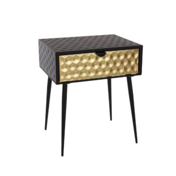 Studio Bedroom Jupiter Metal 1 Drawer Bedside Cabinet | Gold Drawer With Black Handle And Legs
