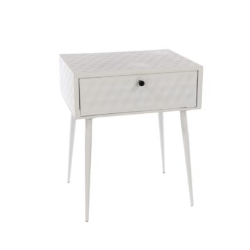 Studio Bedroom Saturn Metal 1 Drawer Bedside Cabinet | White With Gold Handle
