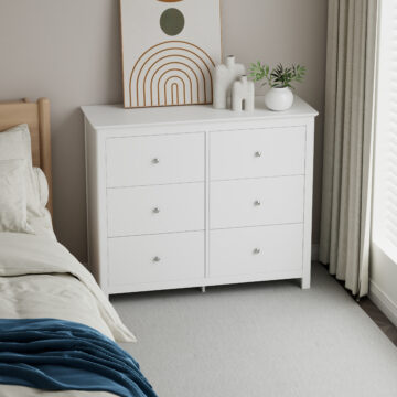 Westerlea White 3+3 drawer wide chest of drawers