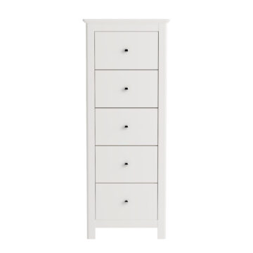 Westerlea White 5 drawer narrow chest of drawers