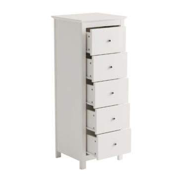 Westerlea White 5 Drawer Narrow Chest