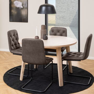 Whistler Round Extendable Dining Table in White Oak 120/220 x 120 x 75cm