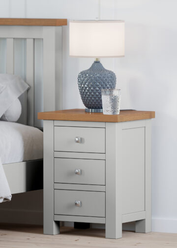 Wynyard Grey 3 Drawer Bedside Table