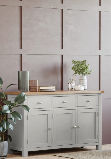 Wynyard Grey 3 Door 3 Drawer Large Sideboard | Assembled
