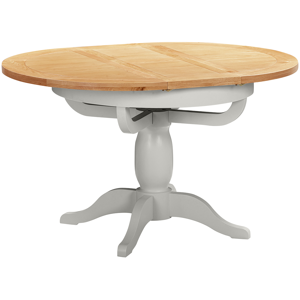 Wynyard Grey Round Extending Pedestal Dining Table | Oak World