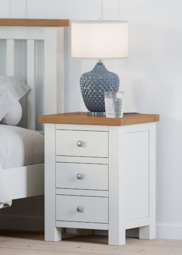 Wynyard White 3 Drawer Bedside | Clearance