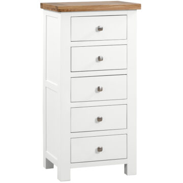 Wynyard White 5 Drawer Tall Chest