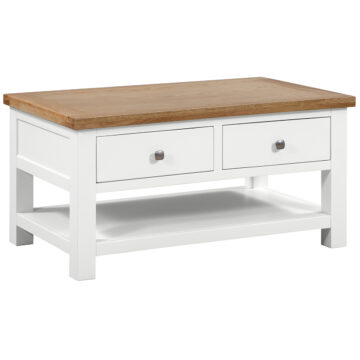 Wynyard White Coffee Table With 2 Drawers