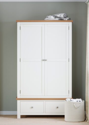 Wynyard White Double Wardrobe with Drawers