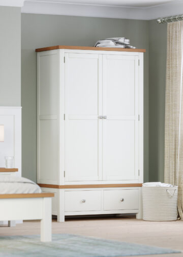 Wynyard White Double Wardrobe with Drawers
