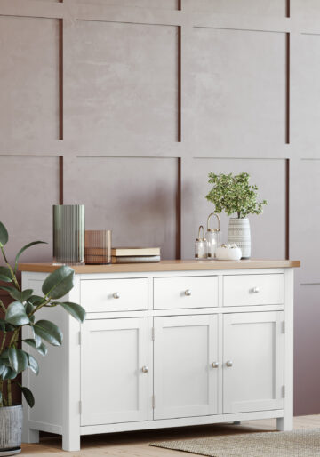 Wynyard White 3 Door 3 Drawer Large Sideboard | Assembled