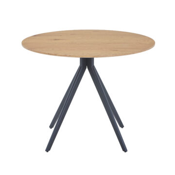 light oak effect top with black pedestal leg