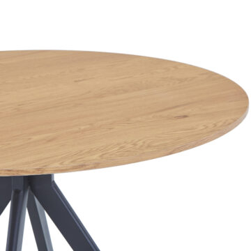 light oak effect top with black pedestal leg