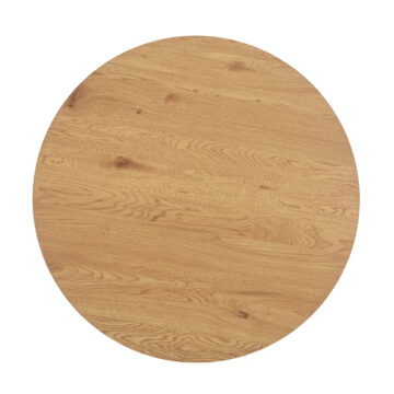 Dalvik Round Dining Table | Light Oak Effect Top | Black Pedestal Leg