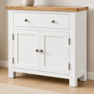 Wynyard White 2 Door 1 Drawer Compact Sideboard | Assembled