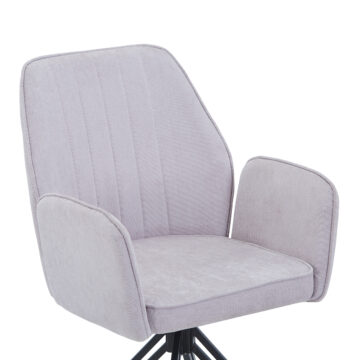 Dalvik swivel dining armchair, natural fabric with black metal legs (pair)