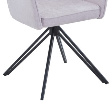 Dalvik swivel dining armchair, natural fabric with black metal legs (pair)