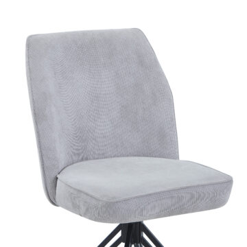 Dalvik swivel dining chairs, light grey cord fabric with black metal legs (pair)