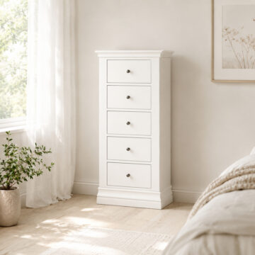 Riverton White 5 Drawer Tallboy