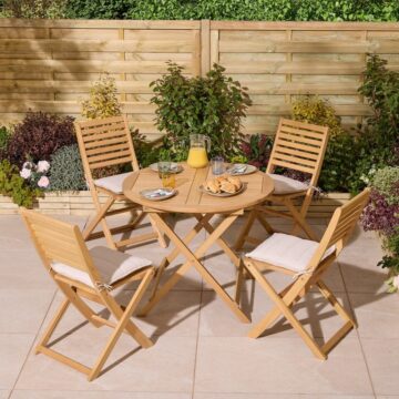 Oakworld Alfresco Ashdown Folding 4 Seat Dining Set with Cushions