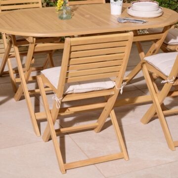Alfresco Ashdown Folding 6 Seat Oval Dining Set with Cushions