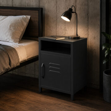 Dillon Black 1 Door Bedside Cabinet