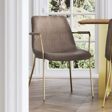 Carlo Taupe / Gold / Arms Dining Chair (2 Per Pack)