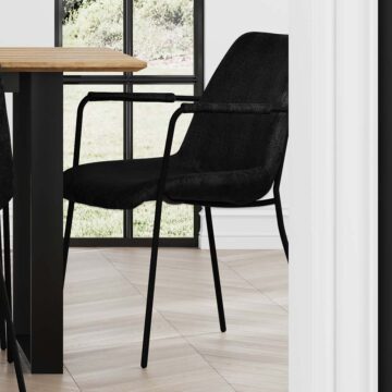 Carlo Black / Black / Arms Dining Chair (2 Per Pack)