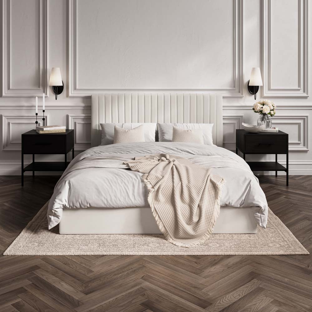Shadwell Milk Ottoman Super King Size Bed (2 Packs)