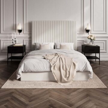 Shadwell Milk Tall Ottoman King Size Bed (2 Packs)