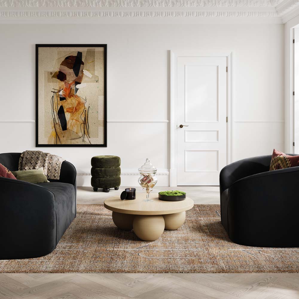 Emi Olive / Black Pouffe